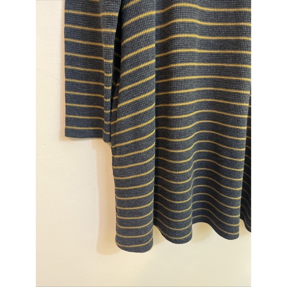 Toad & Co L Dress Blue Tan Stripe Organic Cotton Recycled Polyester Pockets - Picture 5 of 8